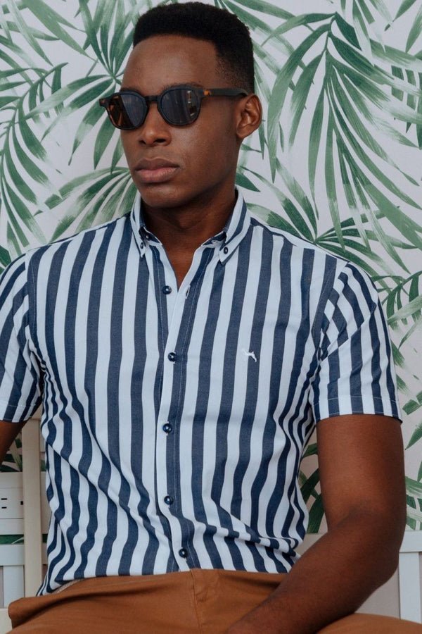Camisa Manga Corta Rayas (Slim Fit) - Victor