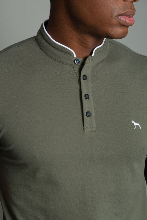 Polo Fashion Cuello Neru Verde Oliva (Custom Fit)