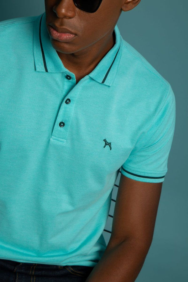 Polo Basica Fondo Entero Verde Aqua (Custom Fit)