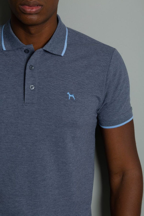 Polo Basica Fondo Entero Azul Grisoso (Custom Fit) - Victor