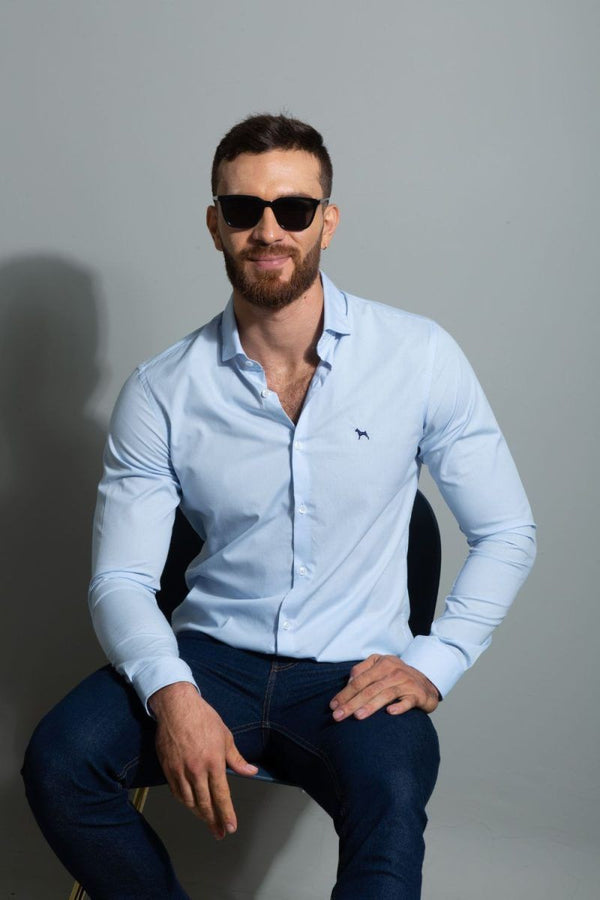 Camisa Manga Larga Azul Claro (Slim Fit) - Victor