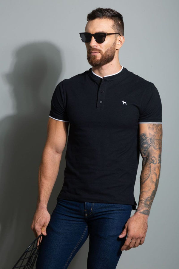 Polo Fashion Cuello Neru Negro (Custom Fit) - Victor