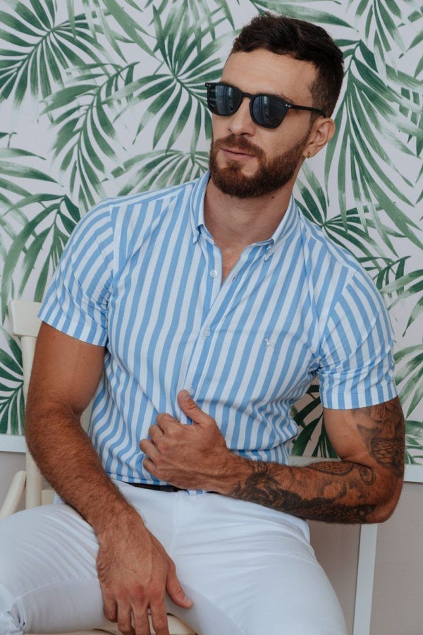 Camisa Manga Corta Rayas (Slim Fit) - Victor