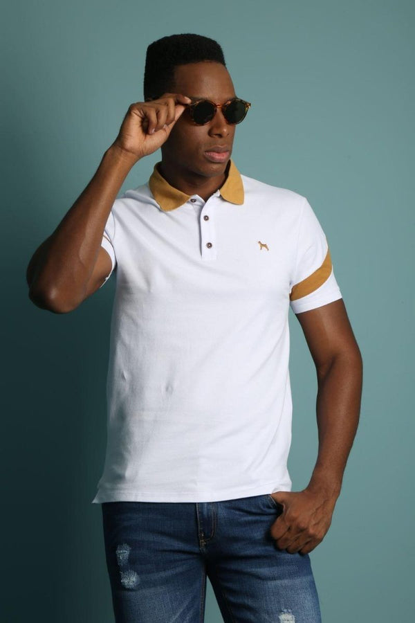 Polo Fashion Mostaza /Blanco (Custom Fit)