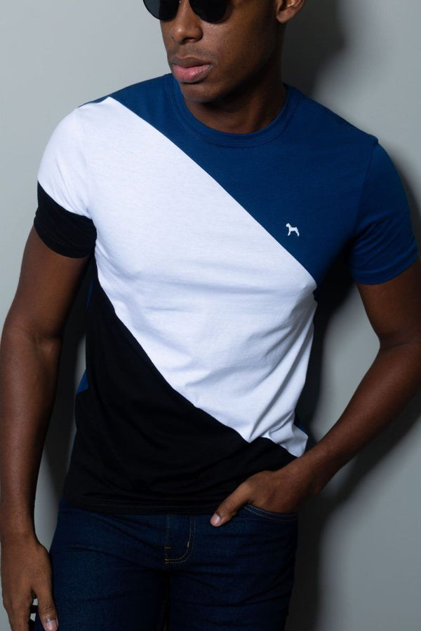 Camiseta Fashion Azul/Negro (Custom Fit) - Victor