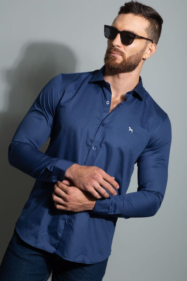 Camisa Manga Larga Azul Turqui (Slim Fit) - Victor