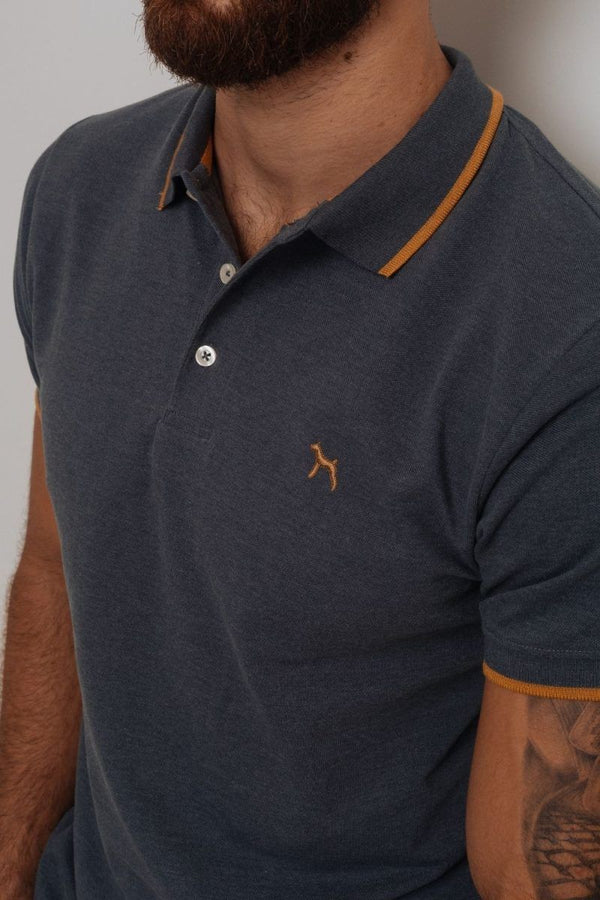 Polo Basica Fondo Entero Azul Grisoso (Custom Fit) - Victor
