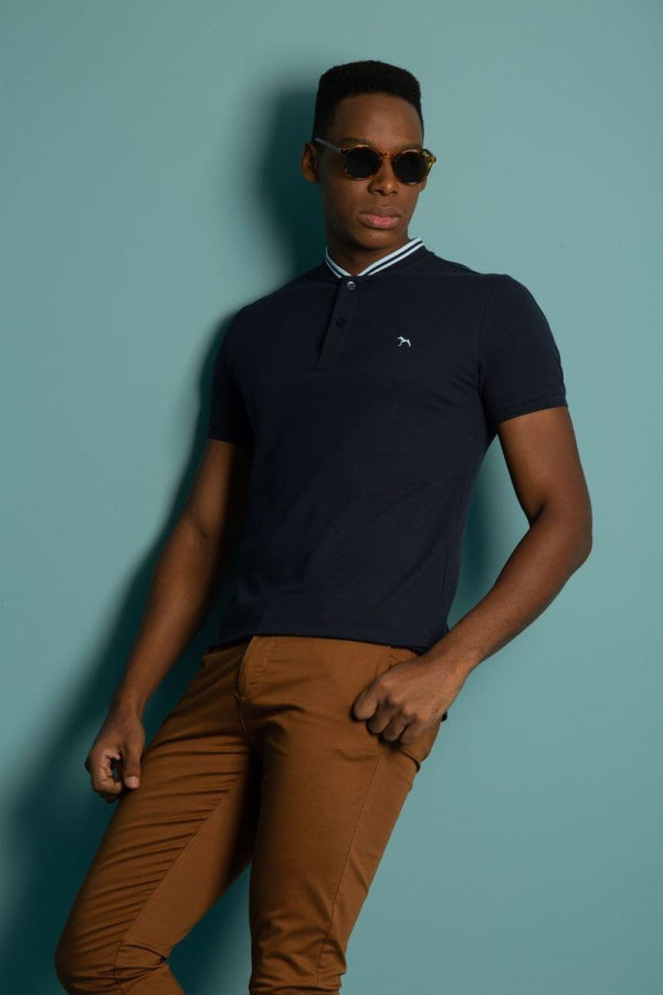 Polo Fashion Cuello Neru Azul Turqui (Slim Fit)