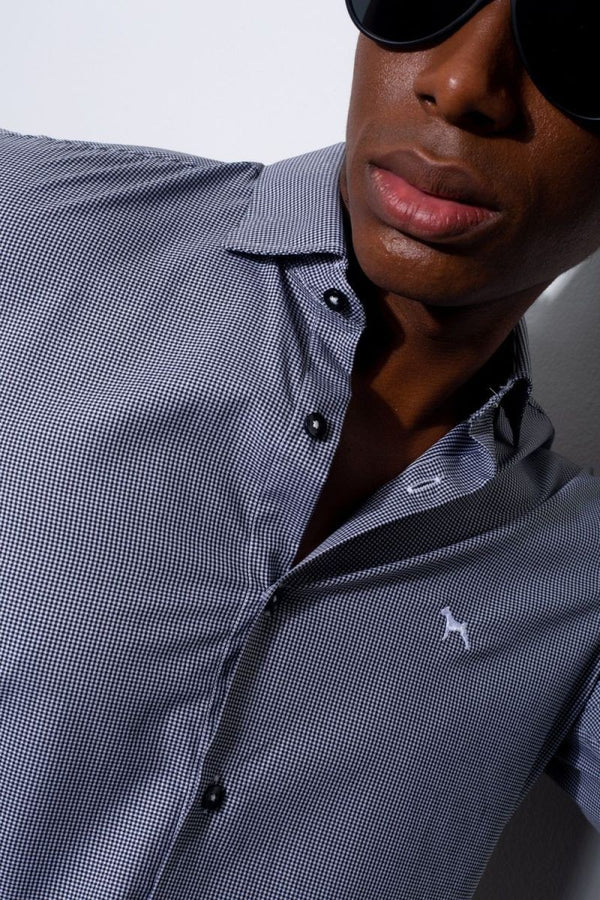 Camisa Manga Larga Negra Cuadros (Slim Fit) - Victor
