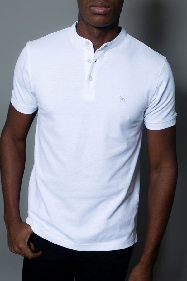 Polo Basica Cuello Neru Blanco (Custom Fit) - Victor