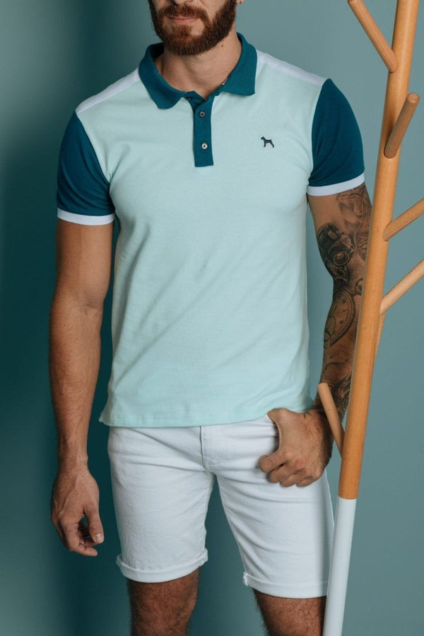 Polo Fashion Aqua/Blanco (Slim Fit)