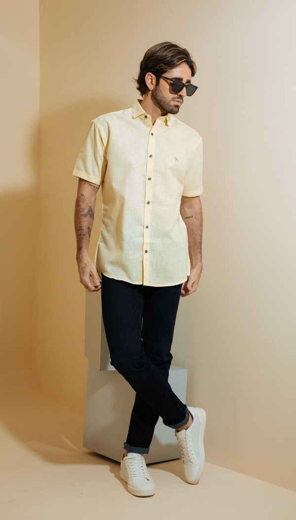 Camisa Fondo Entero Amarillo (Modern Fit)