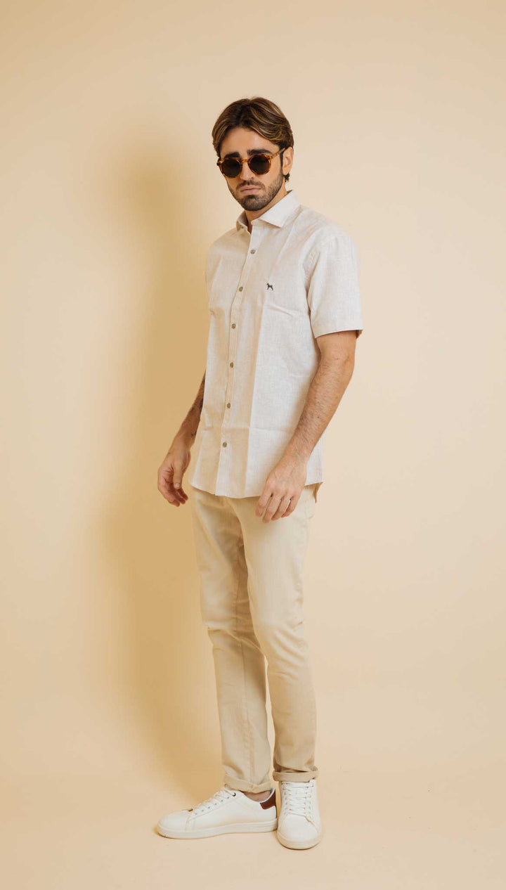 Camisa Fondo Entero  Khaki (Modern Fit) - Victor