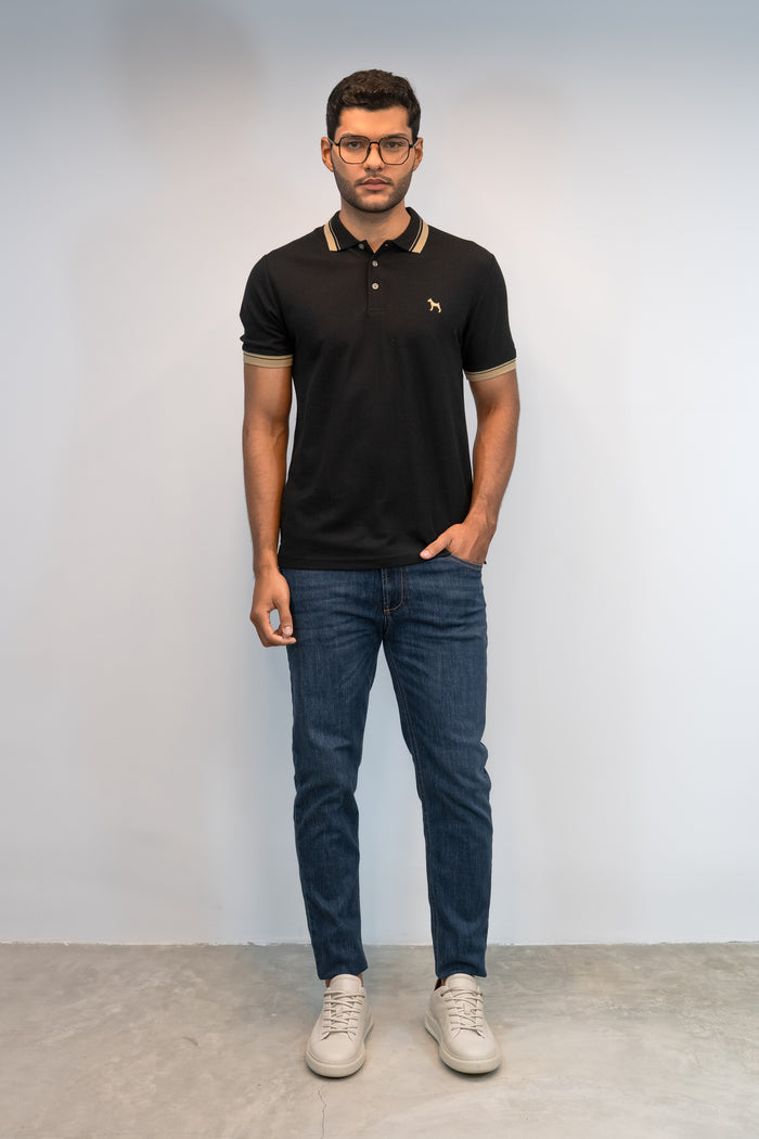 Polo Básica Negro/Beige - Victor