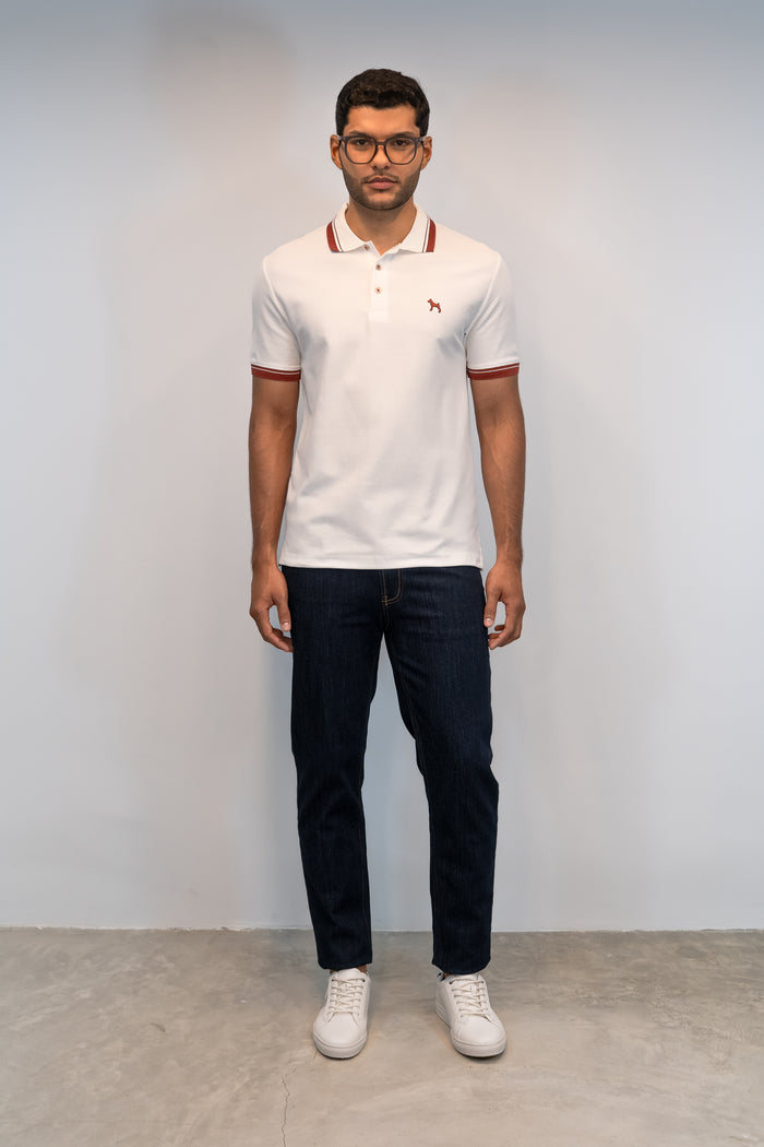 Polo Básica Blanco/Vinotinto - Victor