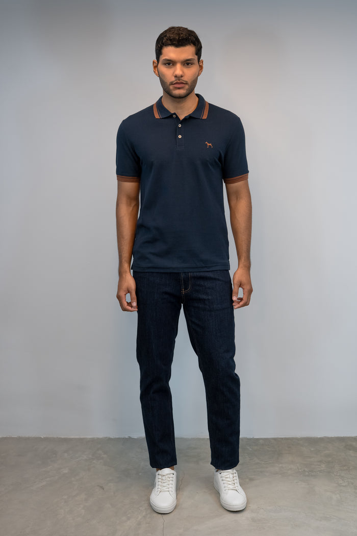 Polo Básica Navy/Café - Victor