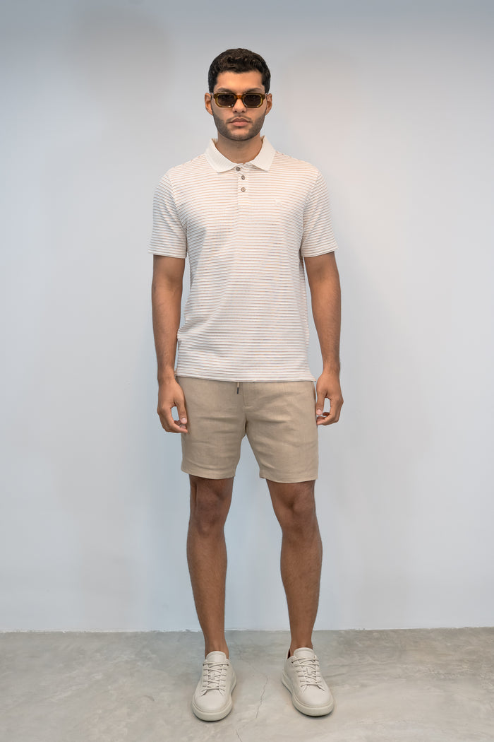 Polo Fashion Blanco/Rayas Texturizadas