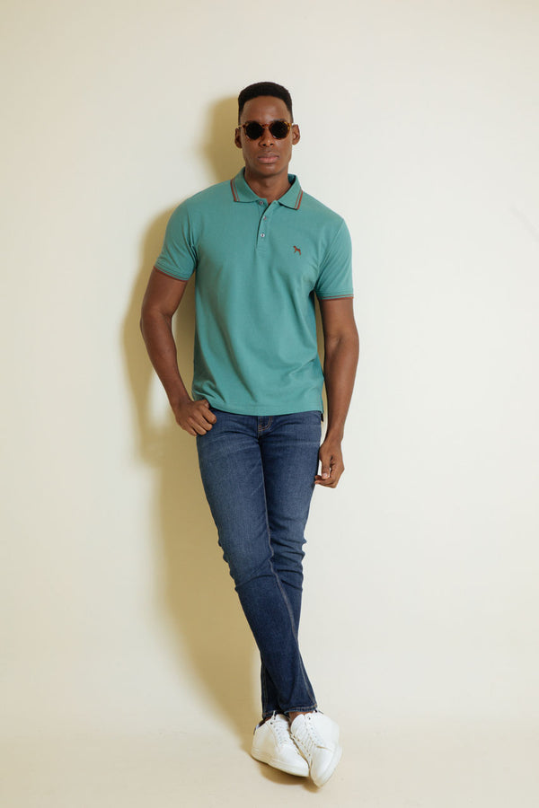 Polo Básica Verde Turquesa (Custom Fit)