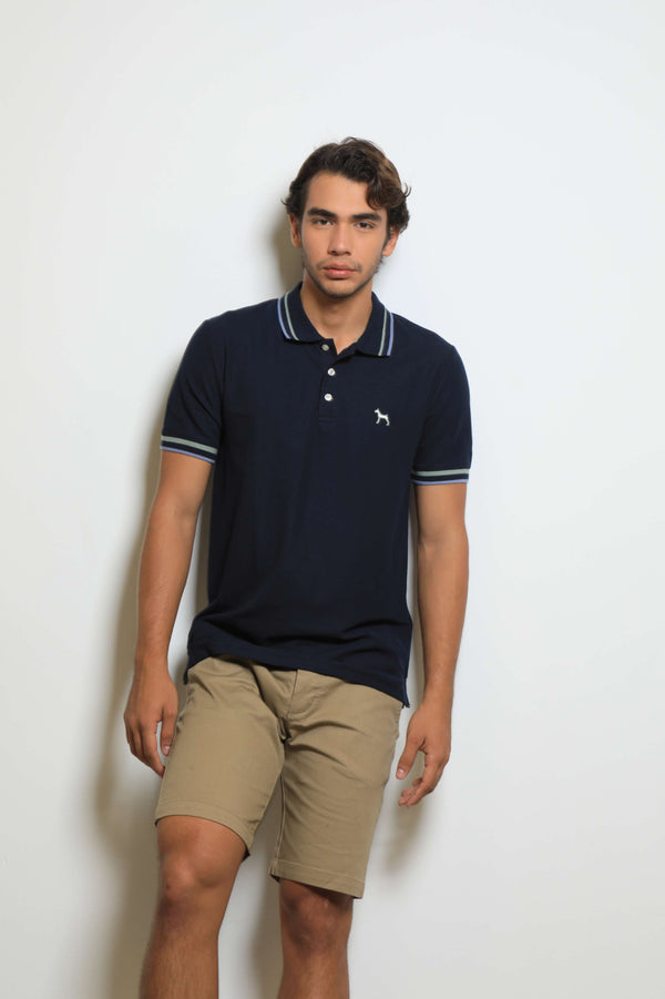 Polo Básica Navy/Raya Verde