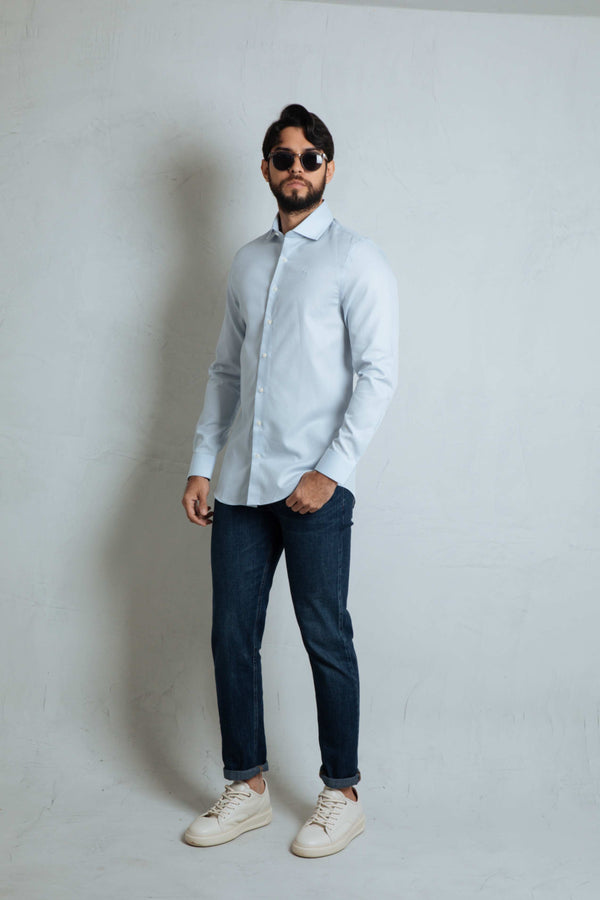 Camisa Manga Larga Baby Blue (Waffle)