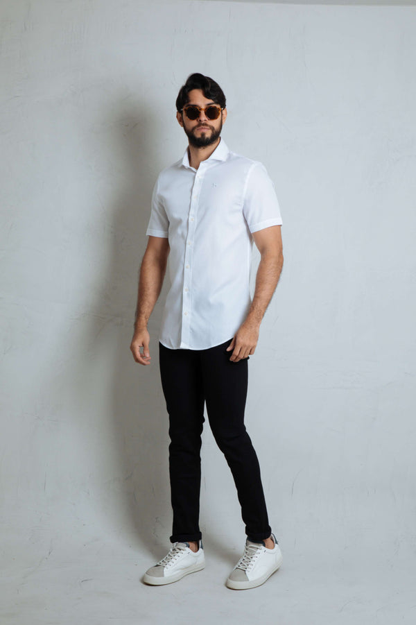 Camisa Manga Corta Blanco (Waffle)