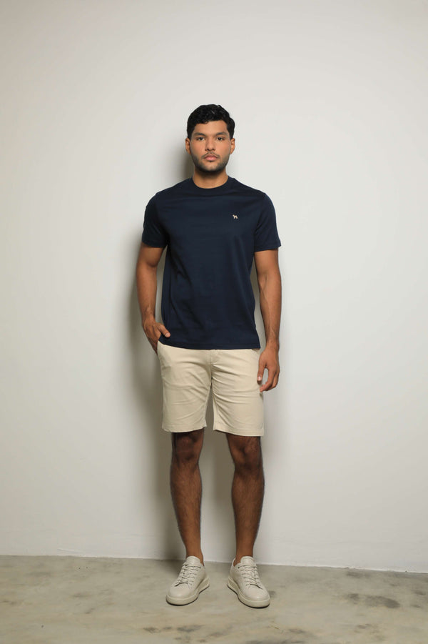 Camiseta Mercerizada Navy /Detalle Cuello