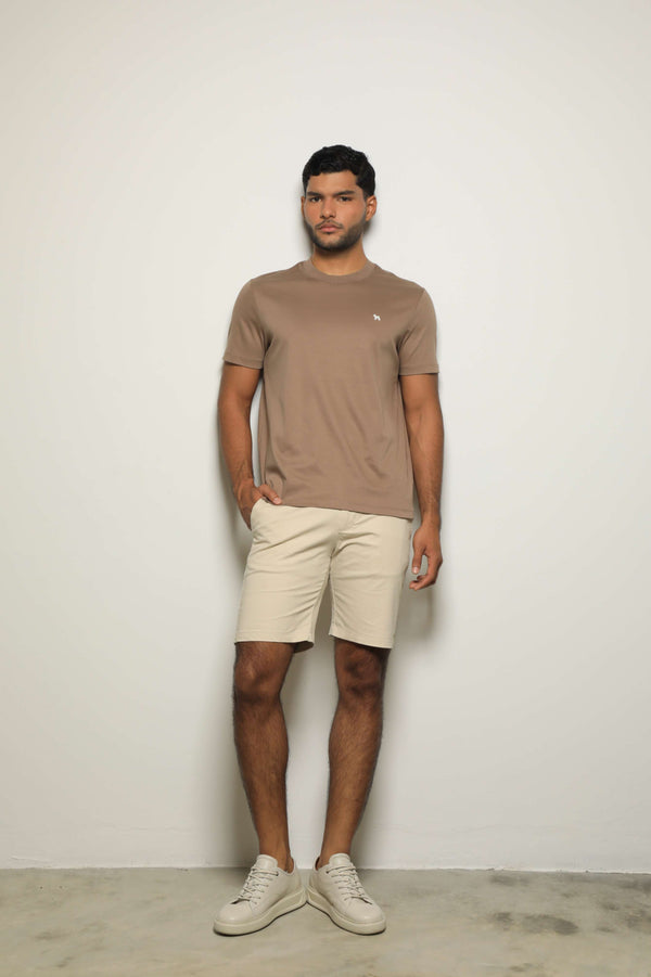 Camiseta Mercerizada Café/Detalle Cuello