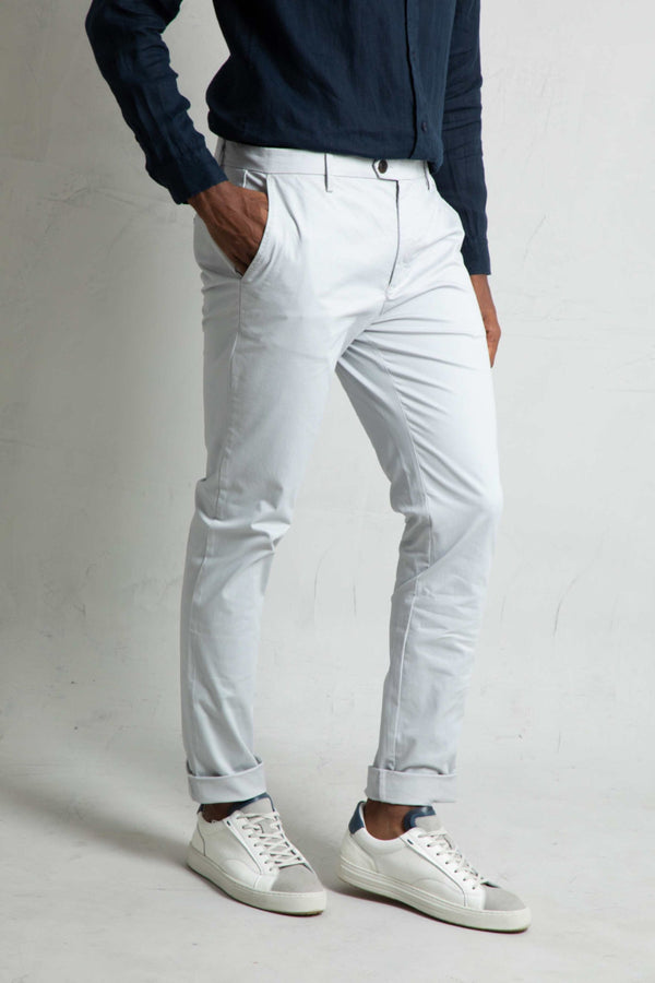 Pantalón Chino Satín Gris Claro