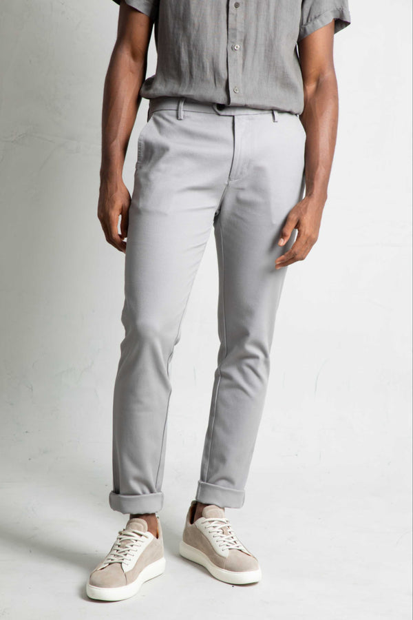 Pantalón Chino Pique Gris Claro