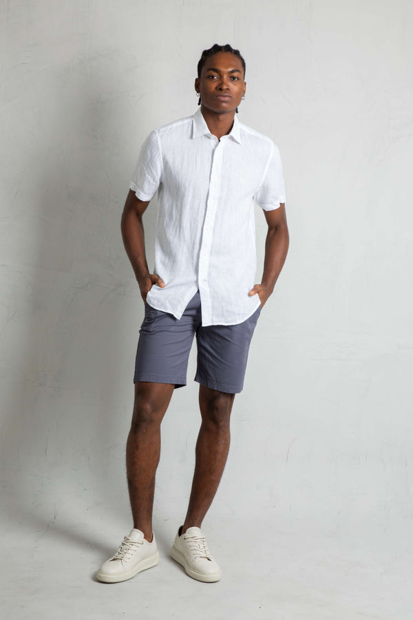 Camisa Manga Corta Lino Blanco