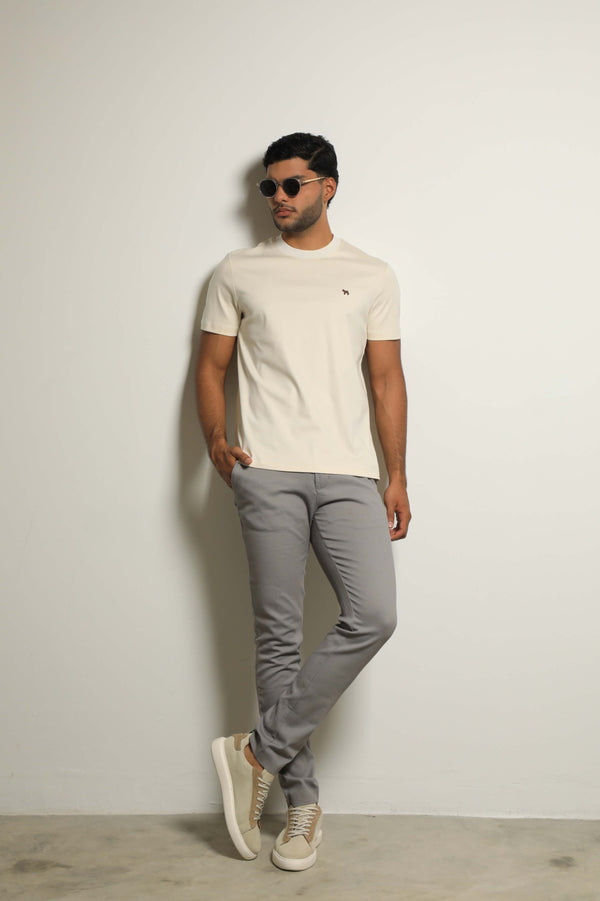 Camiseta Mercerizada Ivory/Detalle Cuello