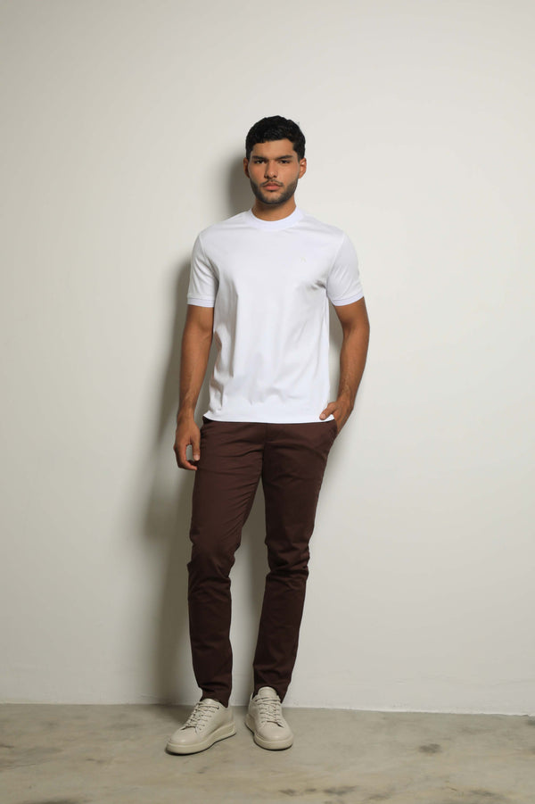 Camiseta Mercerizada Blanco/Detalle Cuello-Puños