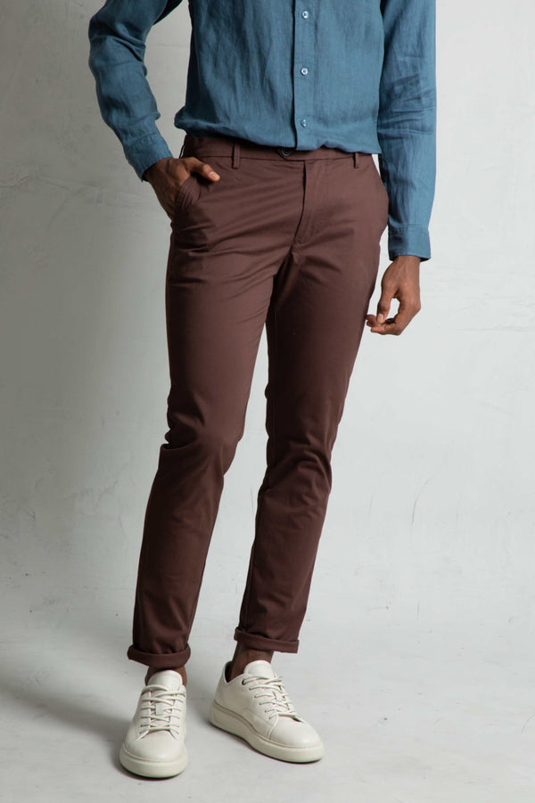 Pantalón Chino Satín Café