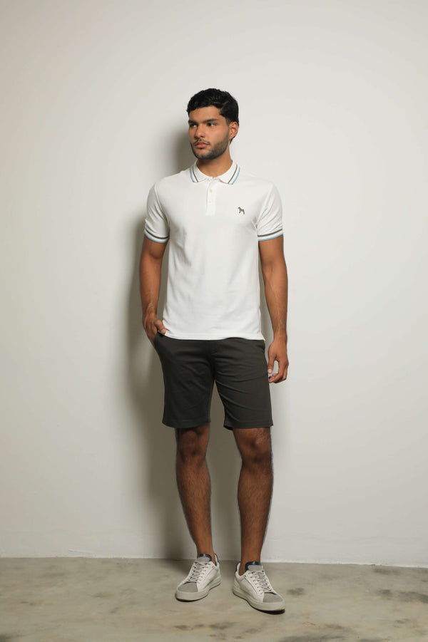 Polo Básica Blanco/Rayas Azul