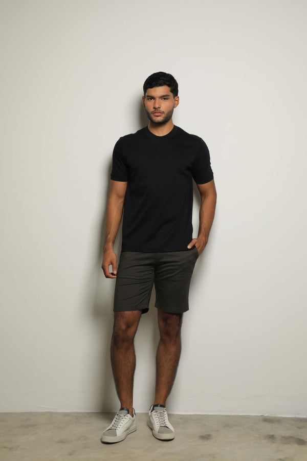 Camiseta Mercerizada Negro/Detalle Cuello-Puños