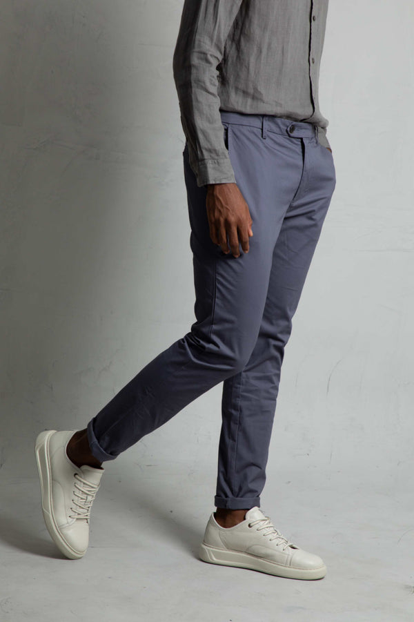 Pantalón Chino Satín Gris Oscuro