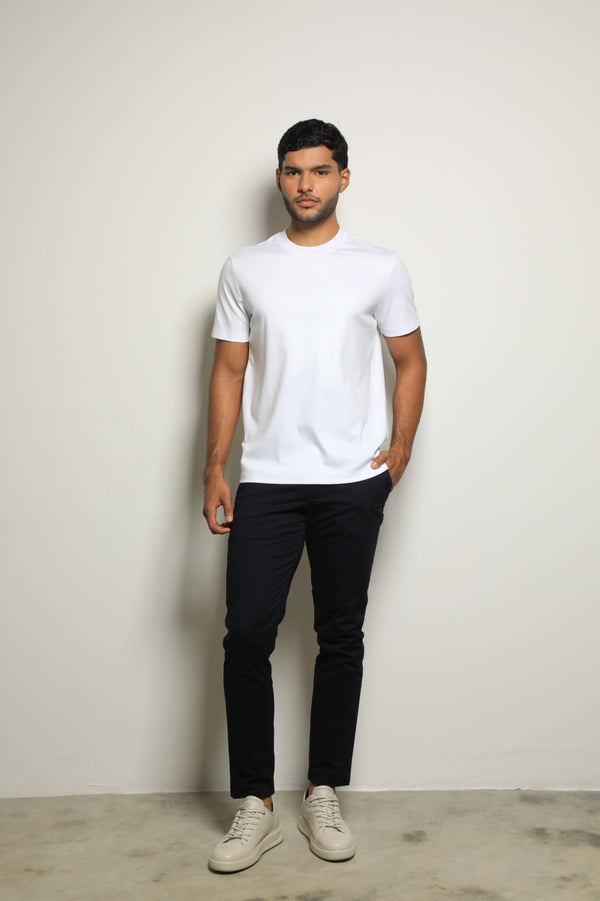 Camiseta Mercerizada Blanco /Detalle Cuello