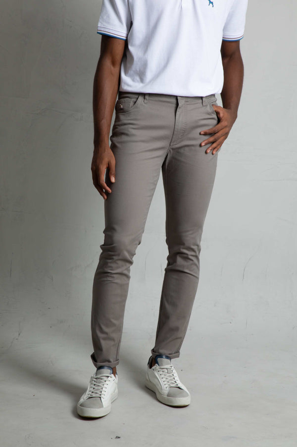 Pantalón 5 Bolsillos Gris Claro