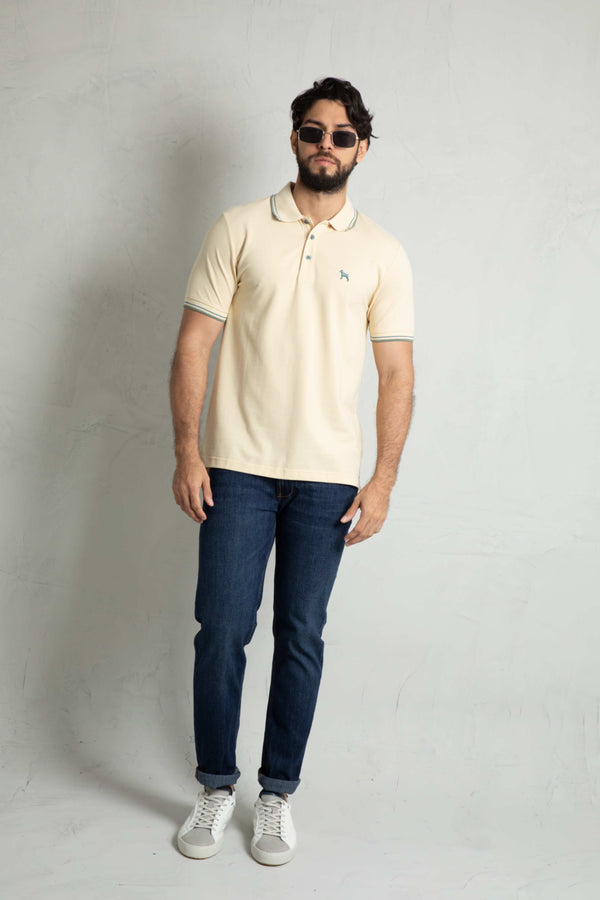 Polo Básica Crema - Rayas (Custom Fit)