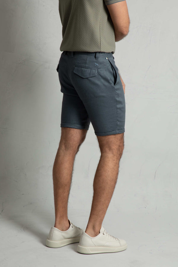 Bermuda Lino Azul Grisoso