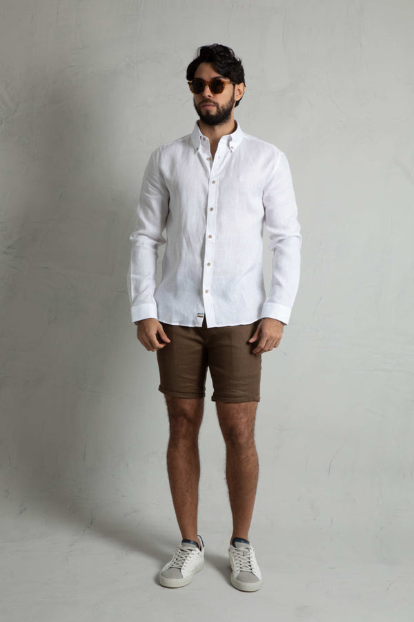 Camisa Manga Larga Lino Blanco (Modern Fit)