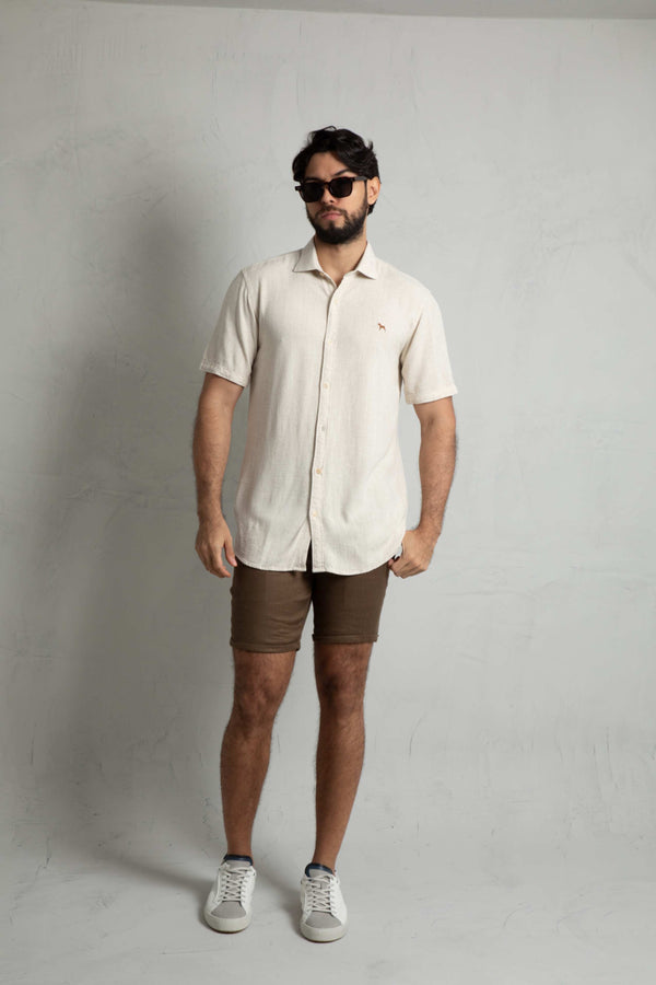 Camisa Manga Corta Beige