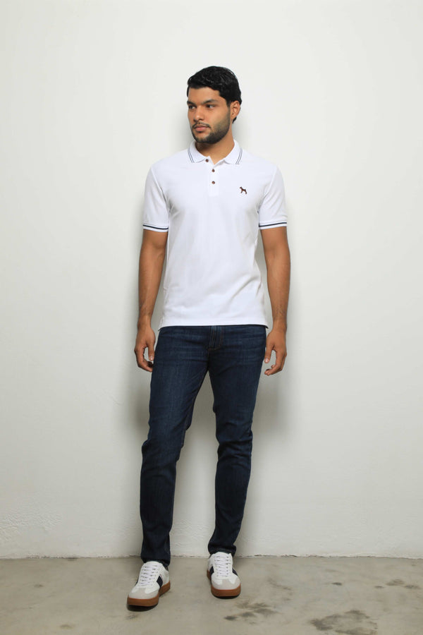 Polo Básica Blanco Raya Negra