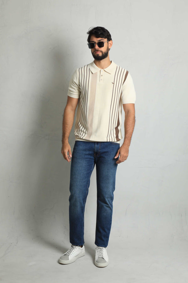 Suéter Fashion Crema - Rayas Café