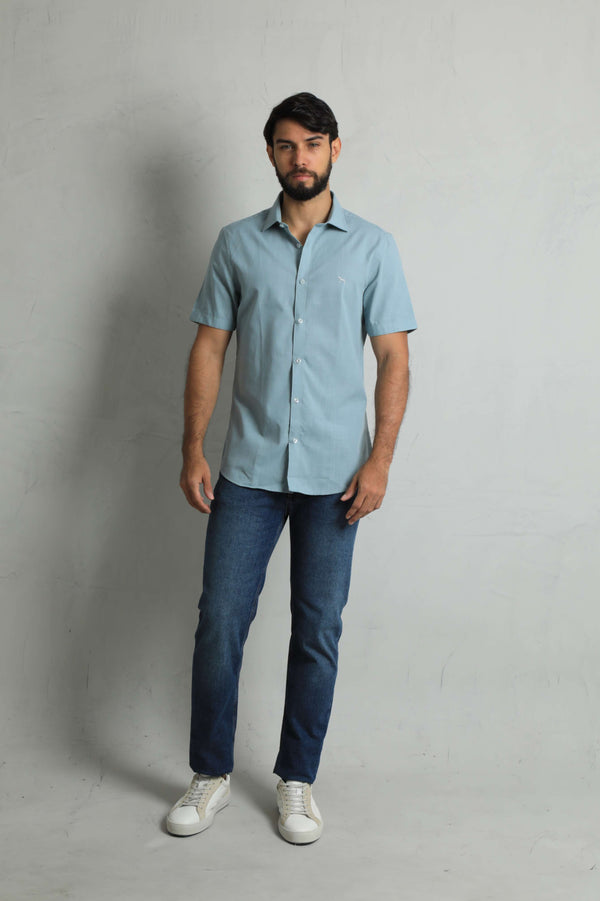 Camisa Manga Corta Gris Verdoso