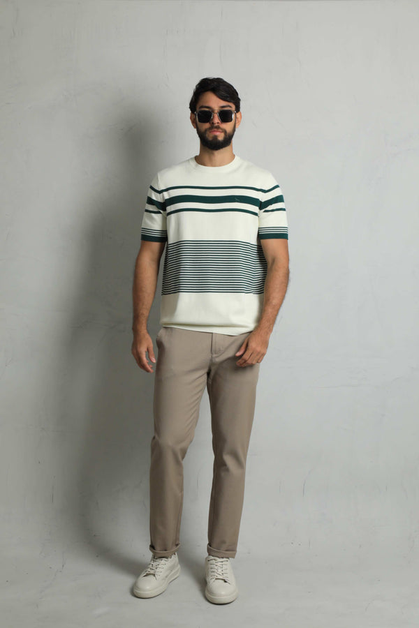 Suéter Fashion Ivory - Rayas Verde