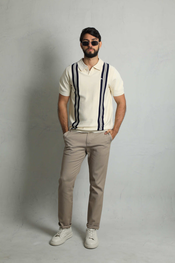 Suéter Fashion Crema - Rayas Navy