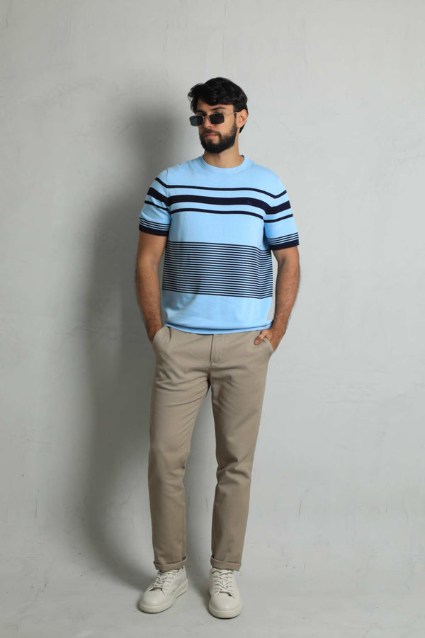 Suéter Fashion Azul Claro - Rayas