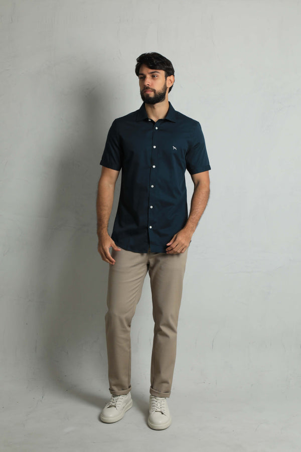 Camisa Manga Corta Azul Petroleo