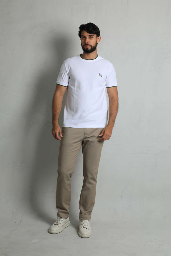 Camiseta Piqué Blanco - Verde (Custom Fit)